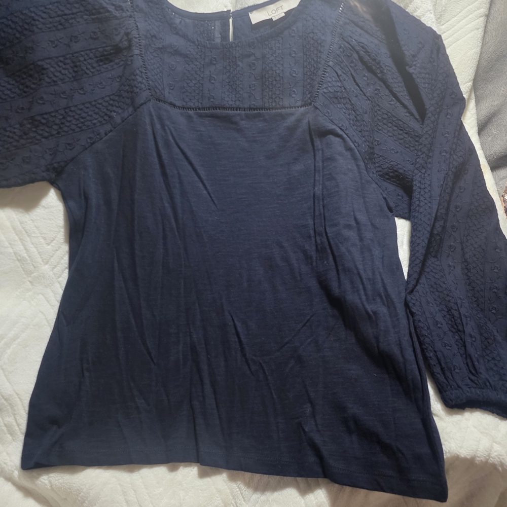 ANN TAYLOR LIFT Navy Blue Women's Top size S 100% Cotton